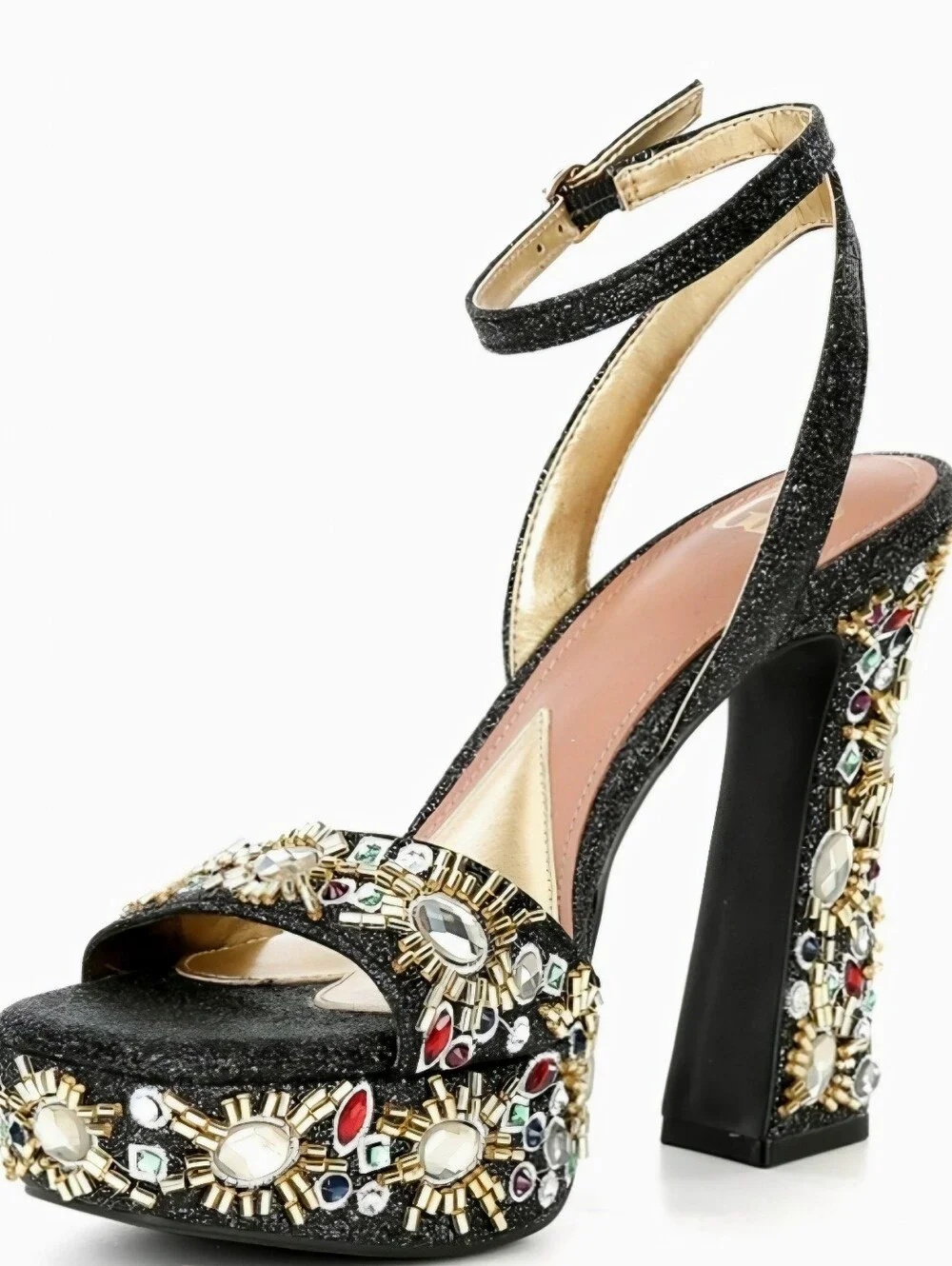 Gianni Bini Enchant-Ment Beaded Jewel Ornamented Platform Dress Sandals 7.5